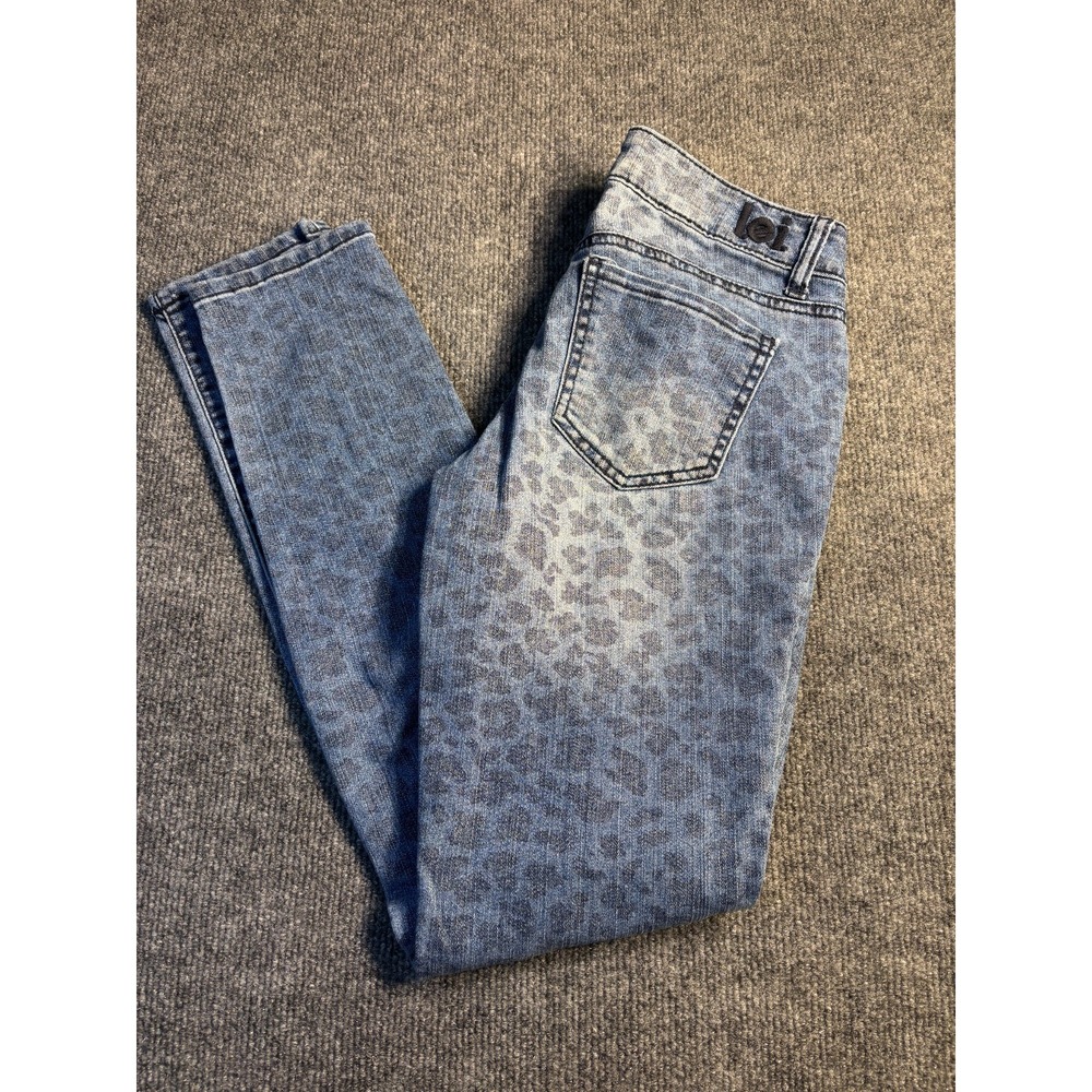 LEI‎ Jeans Womens 3 Blue Denim Leopard Print Ashley Low Rise Skinny Leg Stretch